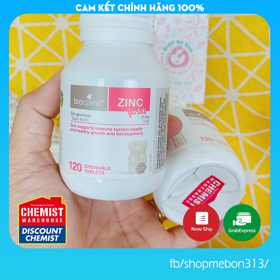 [Tem CHEMIST] Kẹo Kẽm Zinc Bioisland 120 viên cho bé từ 1 tuổi - Xuất xứ Úc