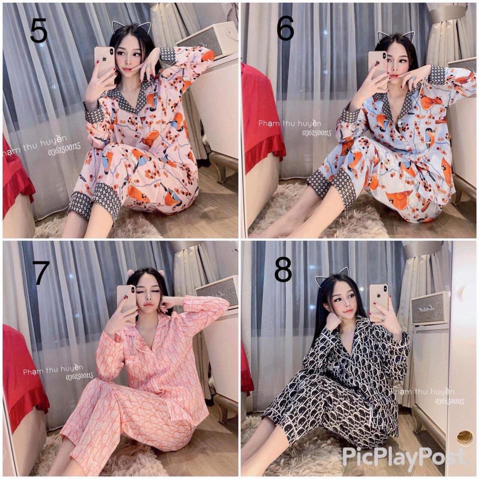 Sale. Bộ lụa pijama lụa tay dài quần dài