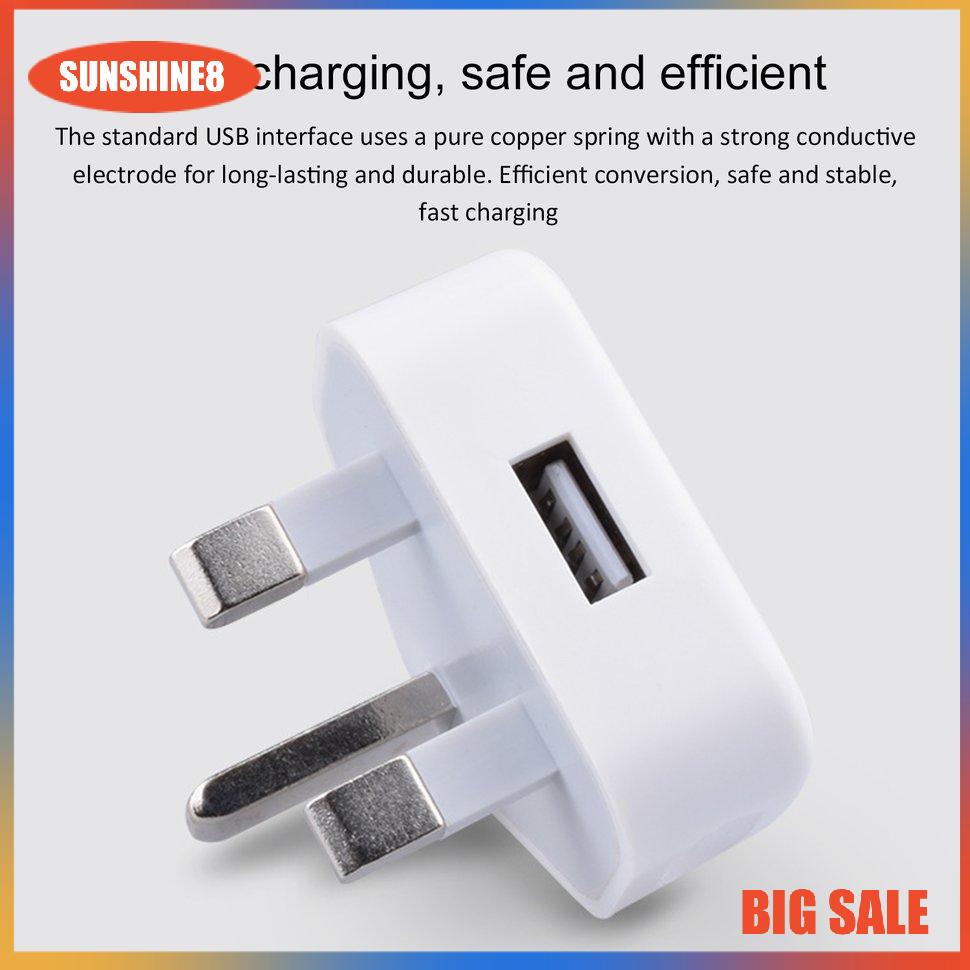 【SUN】[NEW]UK Mains Wall 3 Pin Plug Adaptor Charger Power With USB Ports For Phones