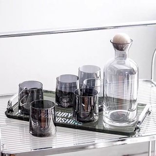 Bộ bình nước thủy tinh borosilicate phong cách Bắc Âu màu xám tàn thuốc kèm cốc uống nước