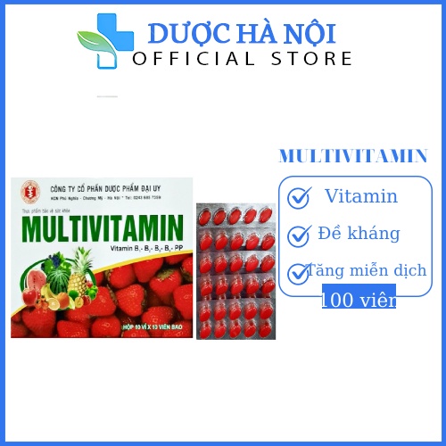 Multivitamin Đại Uy bổ sung vitamin, giúp tăng cường sức đề kháng, tăng miễn dịch – Hộp 100 viên