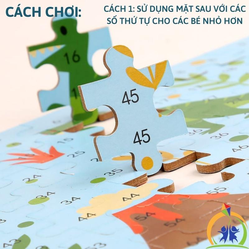 Đồ chơi xếp hình cho bé GenKids Tranh ghép hình bằng gỗ 100 mảnh có tranh hướng dẫn và hộp đựng cao cấp