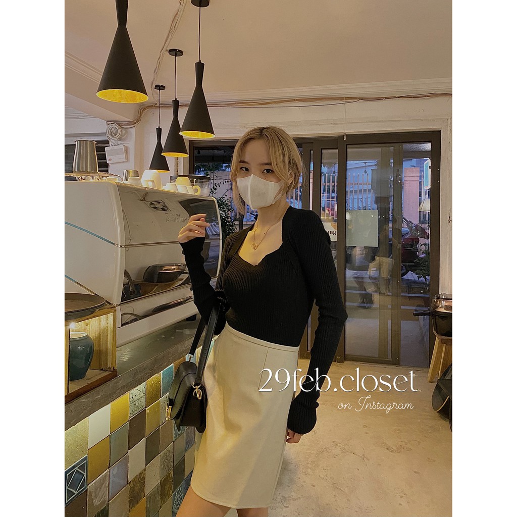 [Ảnh/video 29feb chụp] Áo len tăm cổ vuông dài tay | BigBuy360 - bigbuy360.vn