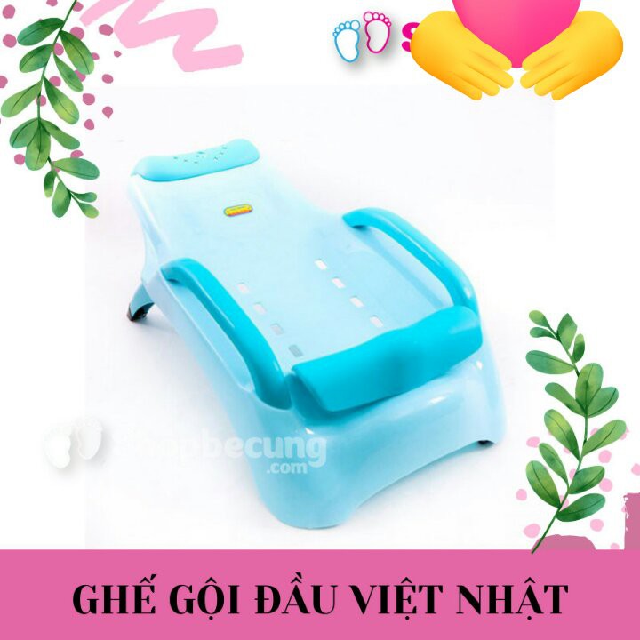 Ghế gội đầu Việt Nhật có tay vịn cho bé 0 - 10 tuổi - Hàng Việt Nhật Có 2 Màu Xanh Hồng