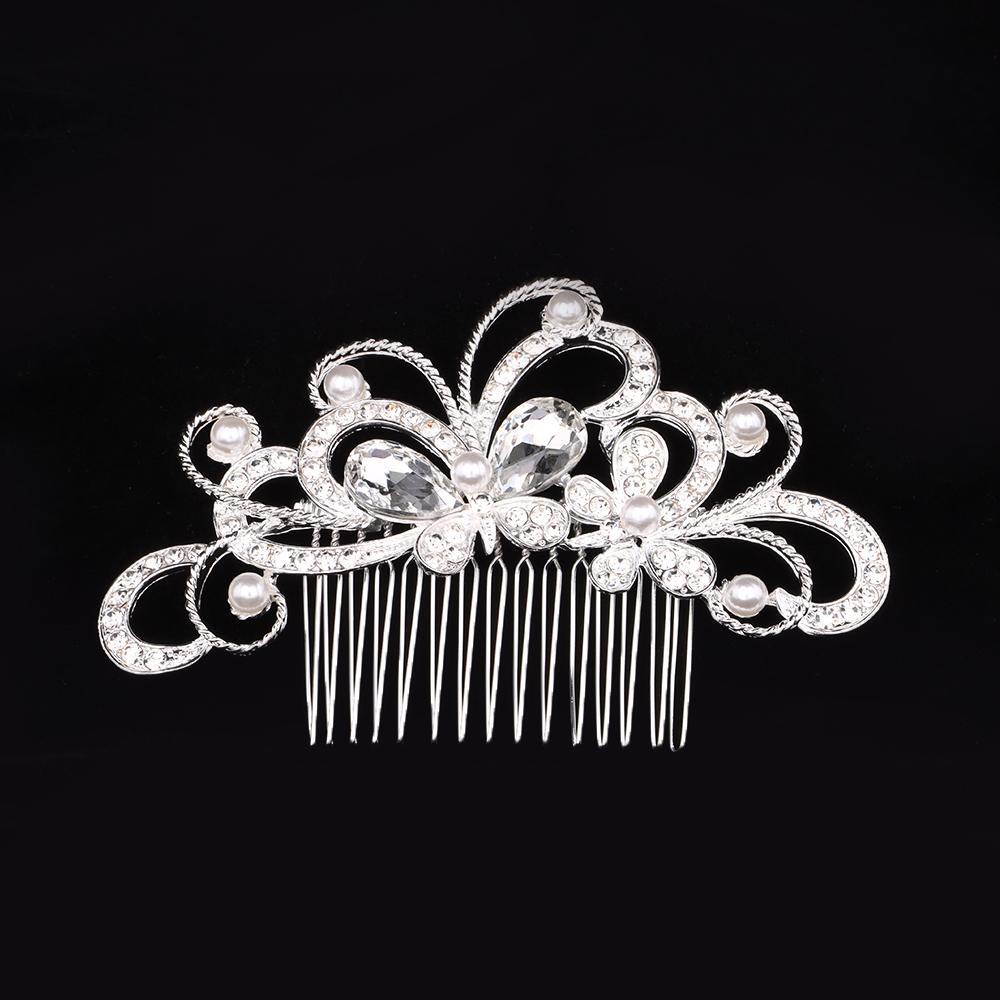 XIANTIN Lược Cài Tóc Cô Dâu Hình Hoa Lá Đính Pha Lê Sang Trọng