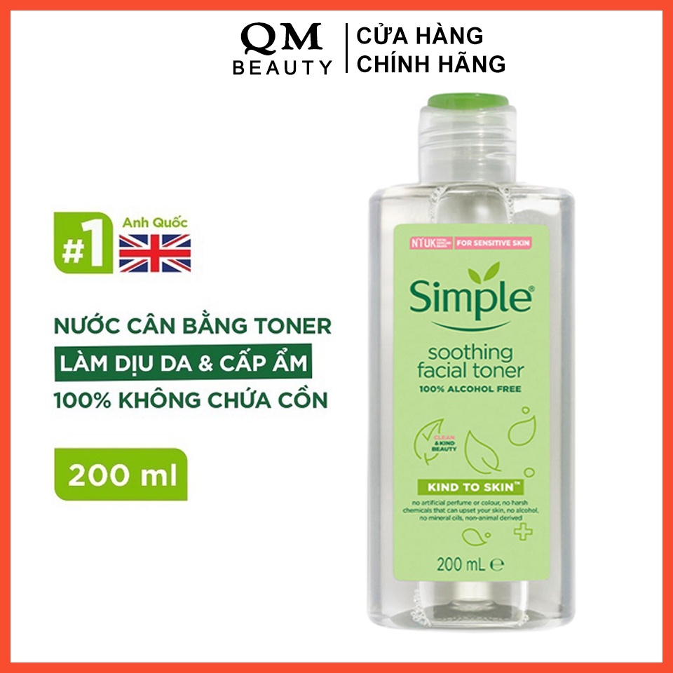 Nước hoa hồng Simple Smoothing Facial Toner 200ml nước cân bằng da cho da nhạy cảm | BigBuy360 - bigbuy360.vn