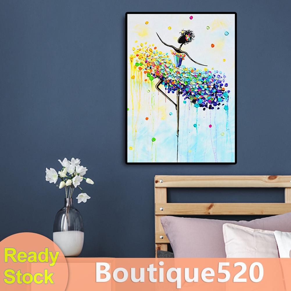 Bộ Tranh Đính Đá 5d Diy Hình Cô Gái Múa Nghệ Thuật 30x40cm