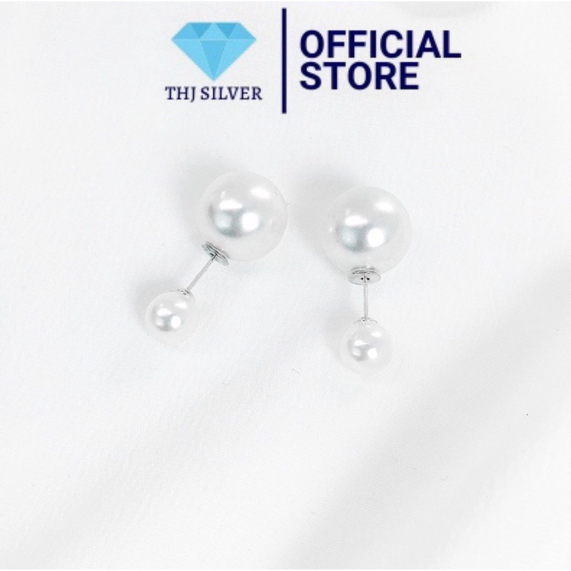 Bông tai tròn trai bóng đẹp đủ màu chuẩn bạc ta-THJ SLIVER