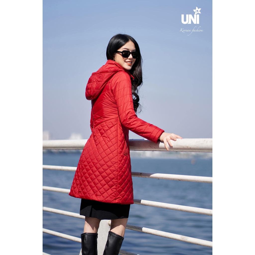 Áo Phao Nữ UNIVTH Công Sở Dáng Dài Mũ Rời 2AP208 Uni Korean Fashion