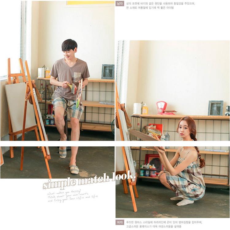 Bộ đồ ngủ pijama dễ thương phong cách Hàn Quốc cho cặp đôi