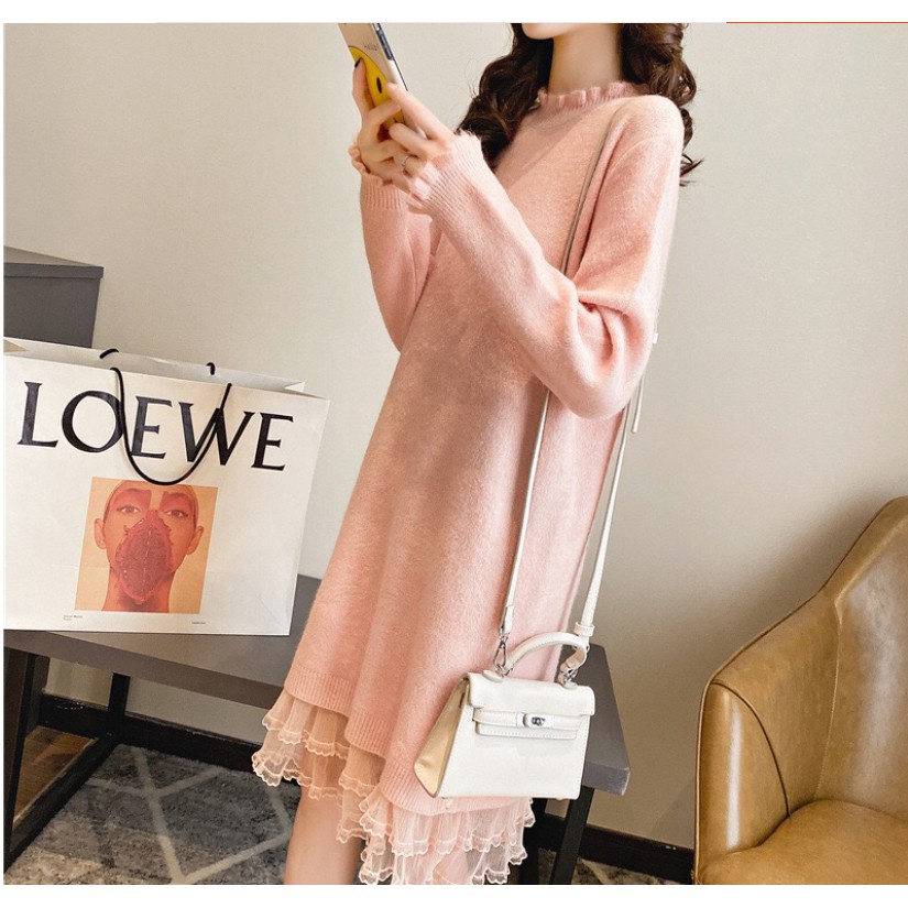 Váy len thời trang tay dài thiết kế theo phong cách Hàn Quốc đáng yêu cho phái nữ | BigBuy360 - bigbuy360.vn