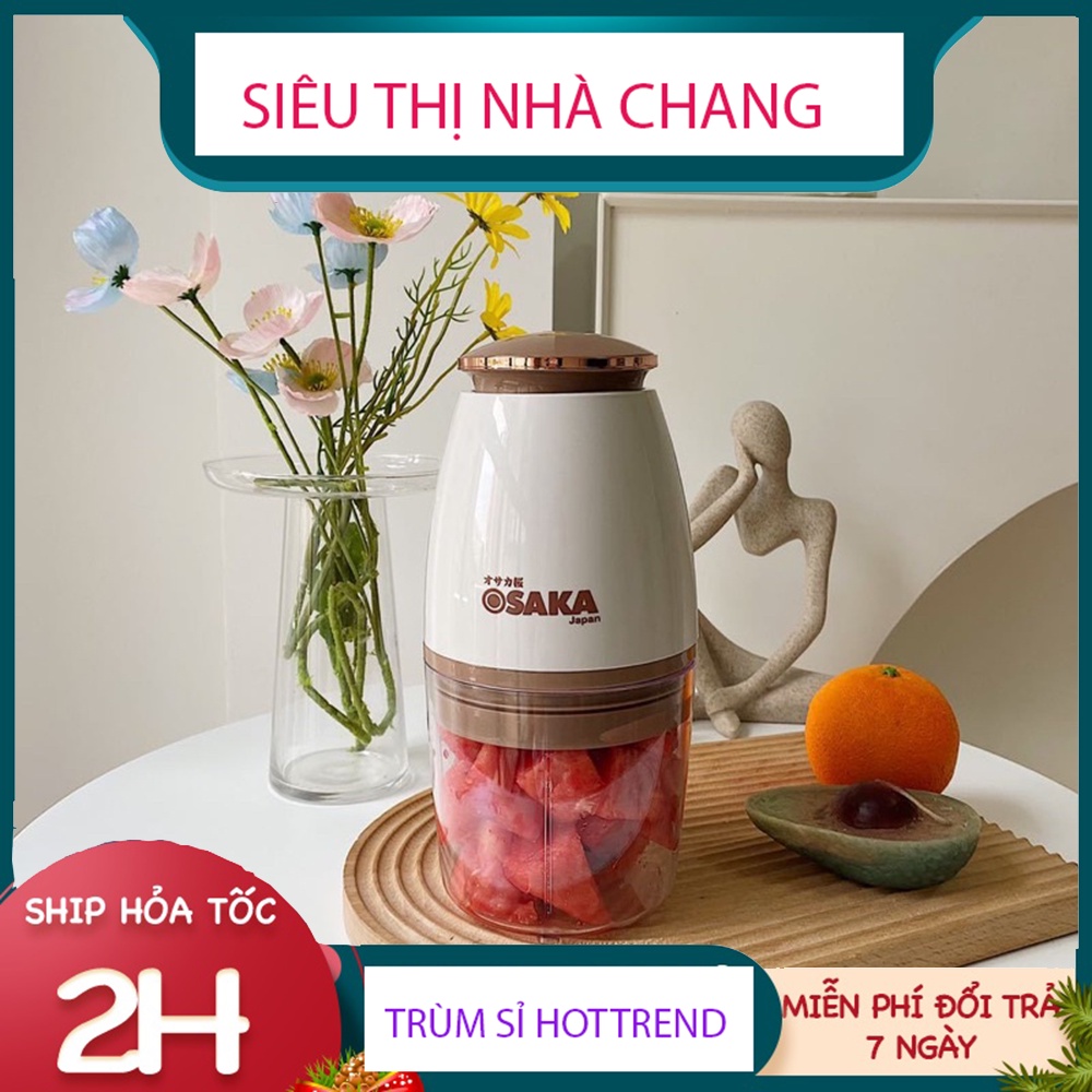 Máy xay sinh tố Osaka,Máy say sinh tố mini cầm tay đa năng,xay thịt cá,xay đá,xay hoa quả dung tích 700ml, nắp đồng