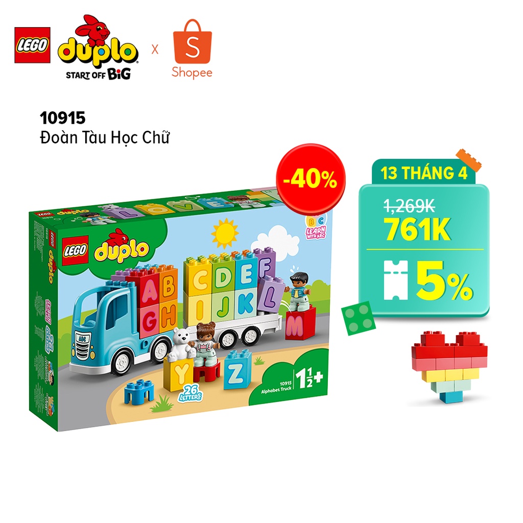 LEGO DUPLO 10915 Đoàn Tàu Học Chữ (36 Chi tiết) Đồ chơi lắp ráp giáo dục mầm non