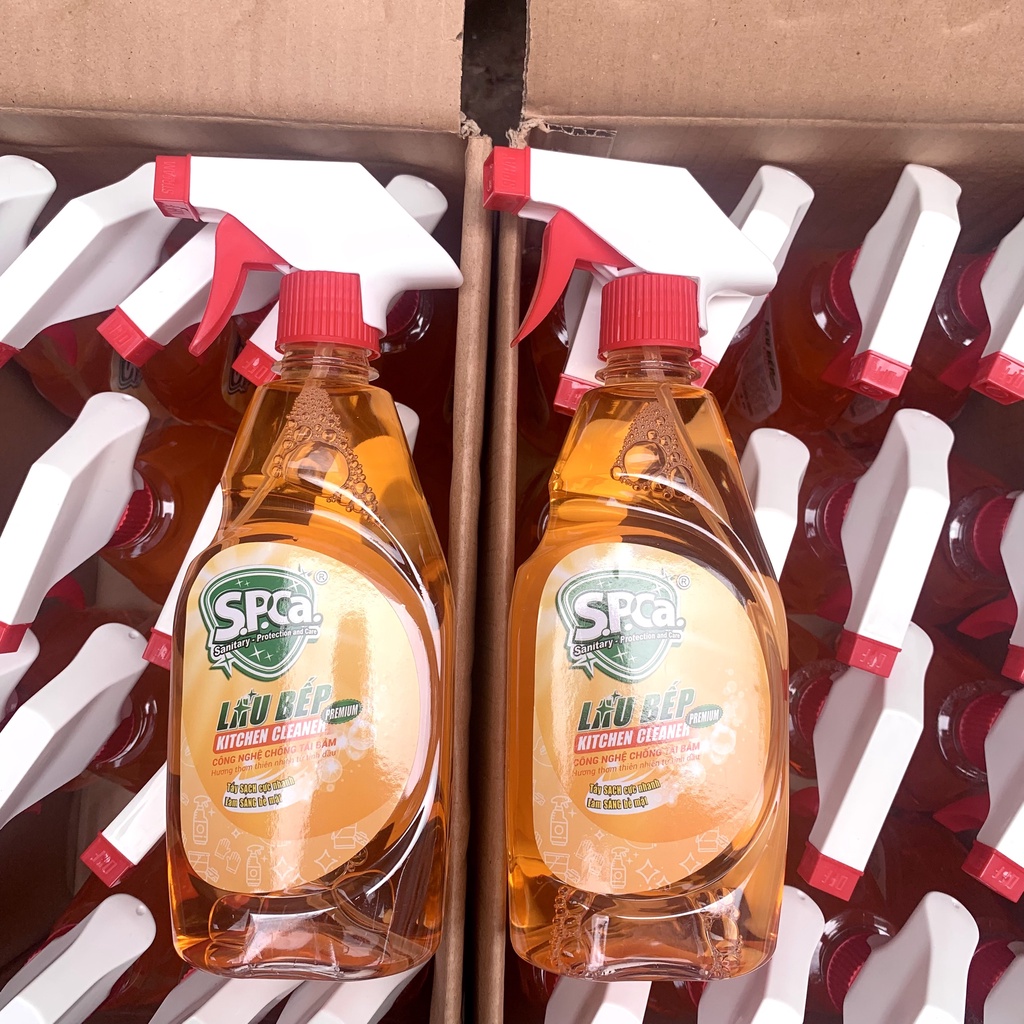 Nước Xịt Lau Bếp Đa Năng SPCa 450ml Chiết Xuất Tinh Dầu Vỏ Cam Tẩy Sạch Cực Nhanh Làm Sáng Bề Mặt
