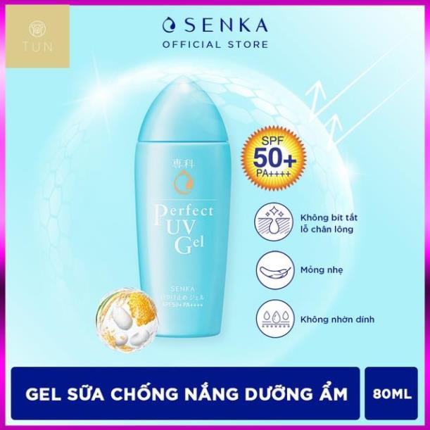 Gel sữa chống nắng, Kem chống nắng Senka Perfect UV Gel 50ml - 80ml Không mùi - Không màu - Không bít tắc lỗ chân lông