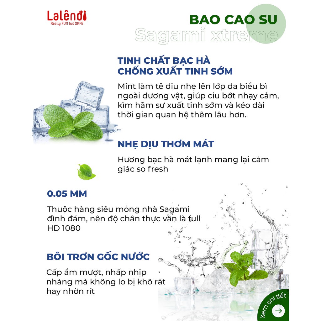 Bao cao su Bạc hà Sagami XTreme Spearmint 0.03mm siêu mỏng kéo dài thời gian | Rendi Store