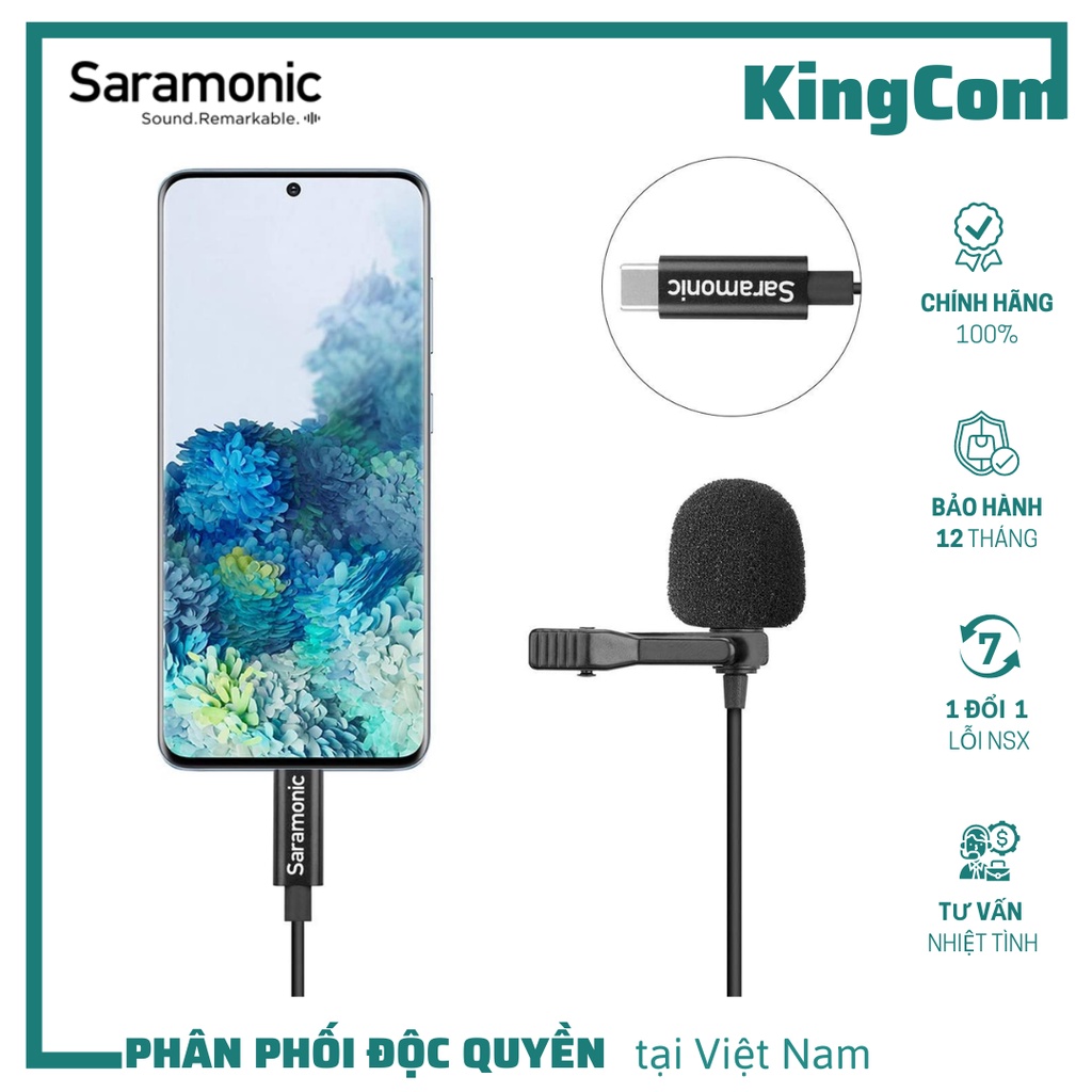 Saramonic LavMicro U3A - Micro Thu Âm Cổng Type - C Dùng Cho Điện Thoại Android - Hàng Chính Hãng/Bảo Hành 12 Tháng