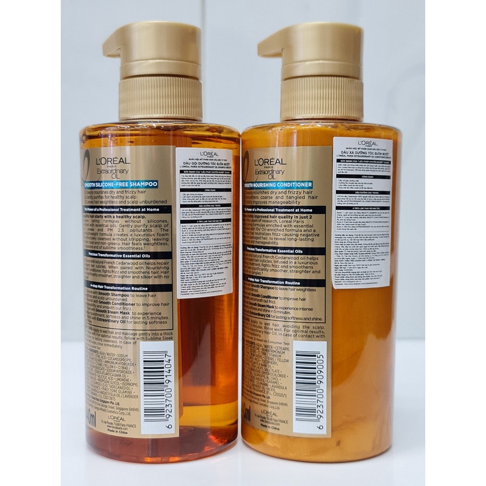 Dầu Gội Hoặc Dầu Xả Nuôi Dưỡng Tóc Mềm Mượt Ngăn Ngừa Xơ Rối L'Oreal Extraordinary Oil Smooth 440ml