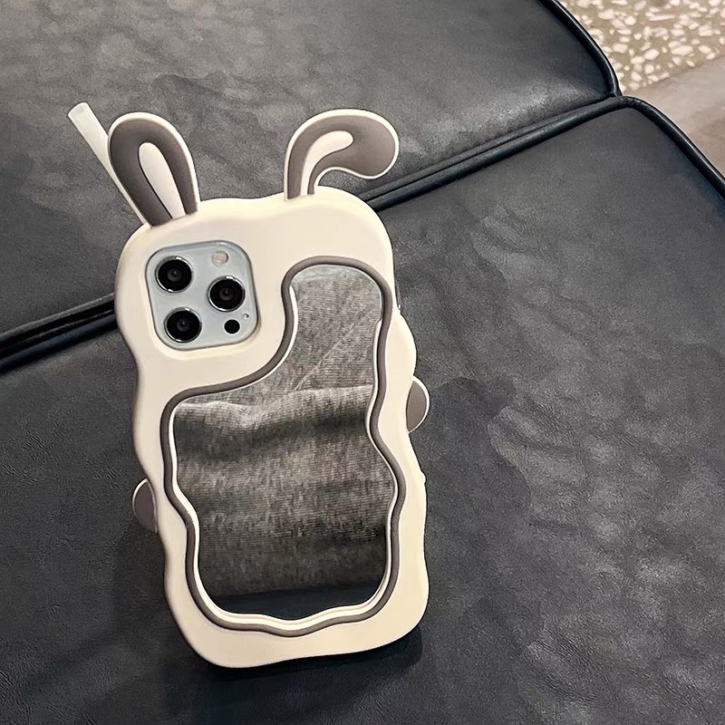 Ốp Điện Thoại Silicon Chống Rơi Gắn Gương Hình Thỏ Cho Iphone 14proamx 12 pro max 11 pro max xs max xr x 13Proax plus 7p