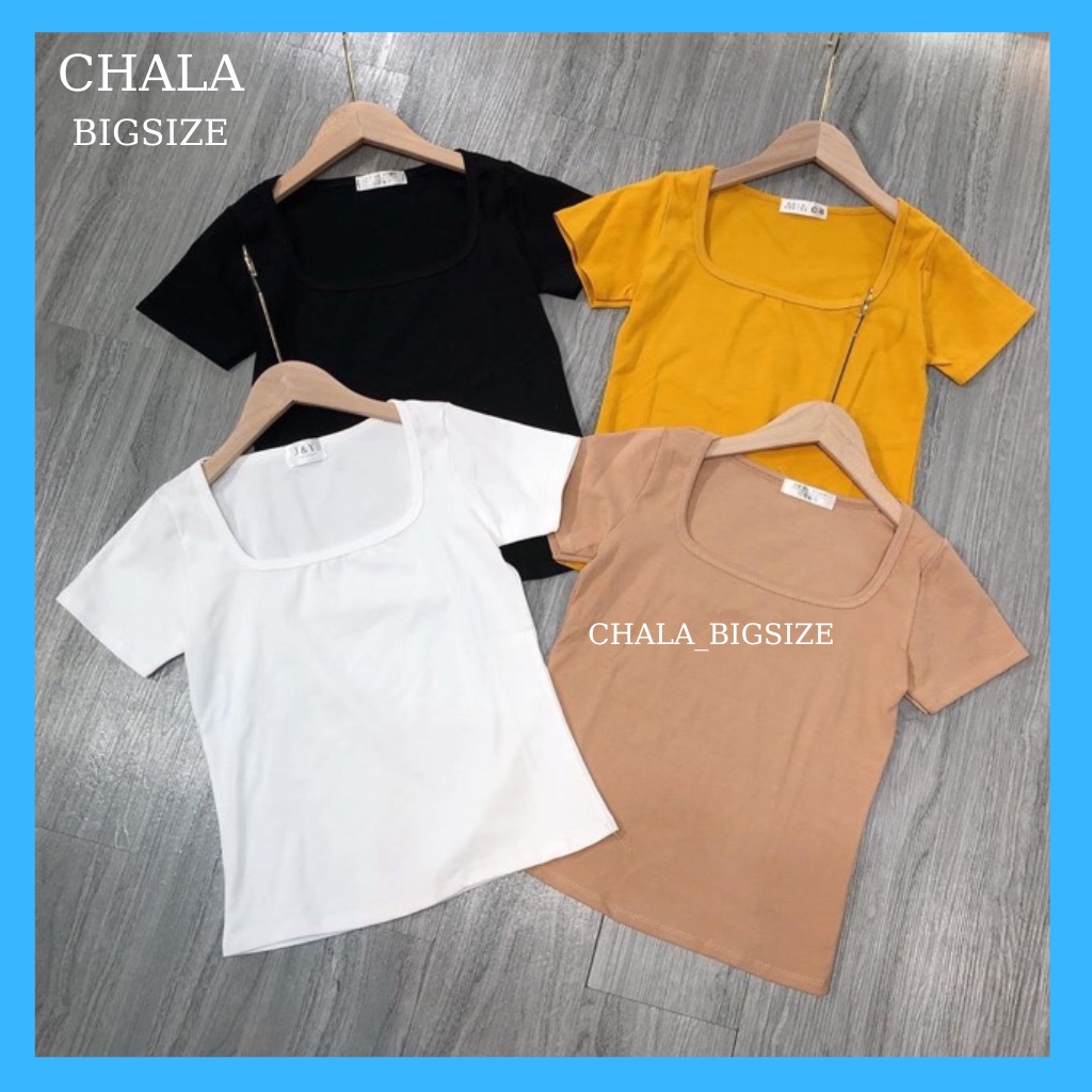 Áo Thun Cổ Tròn Chala_bigsize,Áo Phông Cộc Dáng Ôm Body Nâng Ngực Phom Siêu Xinh