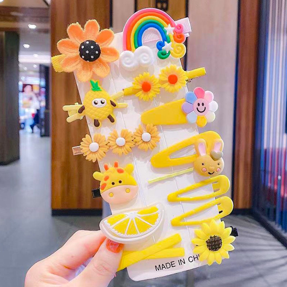 BEAR LEADER Bộ Kẹp Tóc Hình Hoa / Cầu Vồng Nhiều Màu Sắc Dễ Thương Phong Cách Hàn Quốc Cho Bé Gái