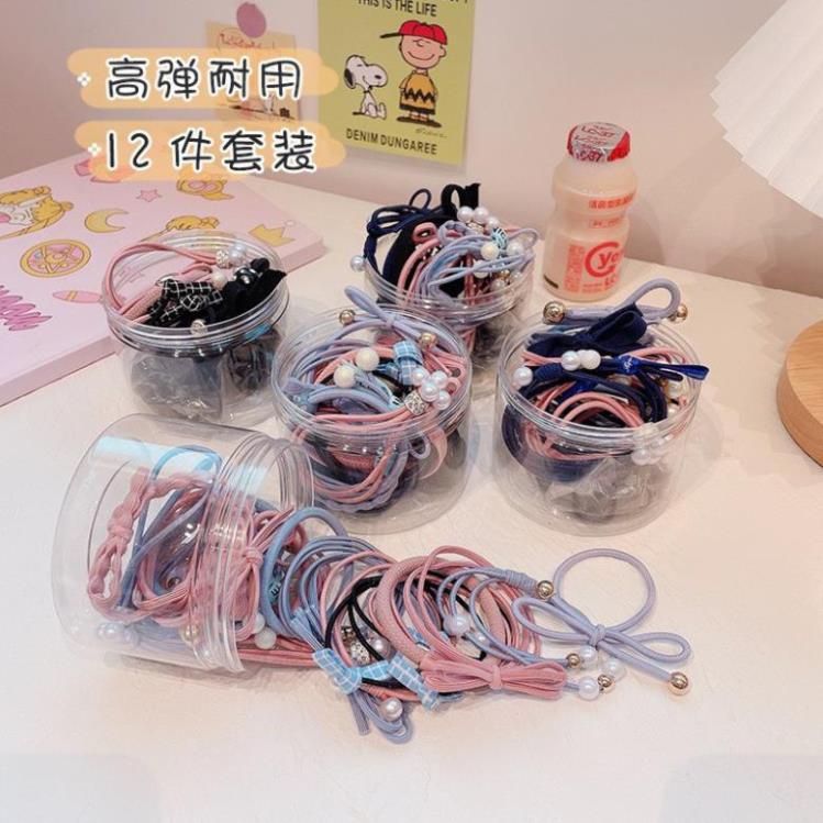 Hộp dây chun buộc tóc Hàn Quốc 12ct - 083