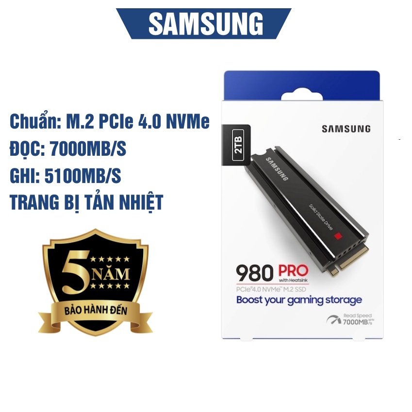 Ổ cứng SSD Samsung 980 PRO Heatsink 2TB NVMe