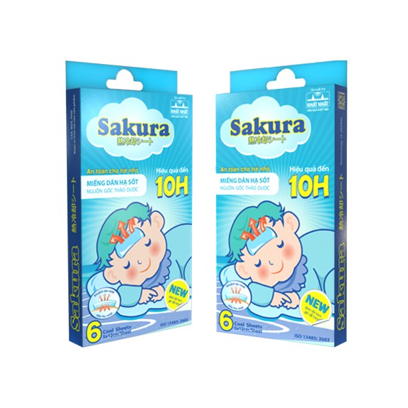 DÁN HẠ SỐT SAKURA Hộp 4 Miếng - giúp hạ sốt nhanh cho trẻ em và người lớn