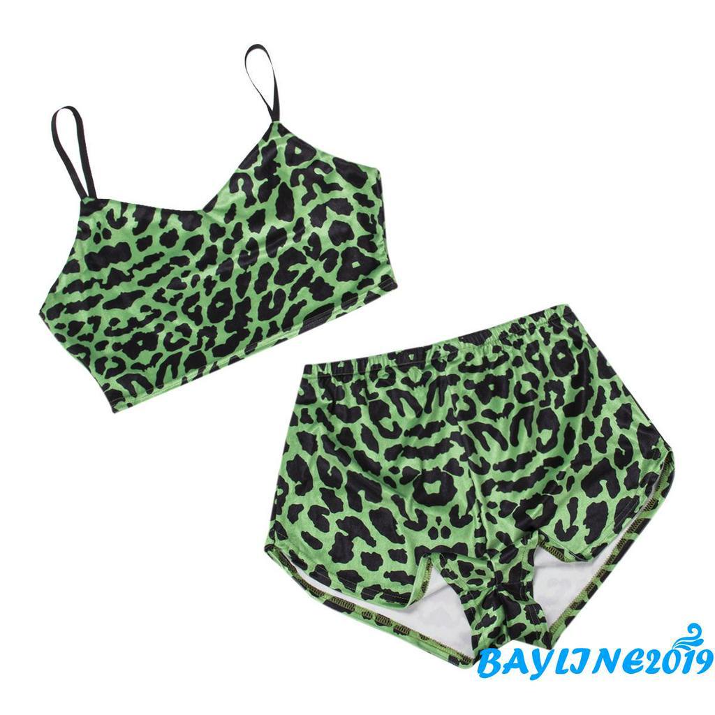 Set Đồ Ngủ 2 Dây Họa Tiết Da Báo Quyến Rũ Dành Cho Nữ