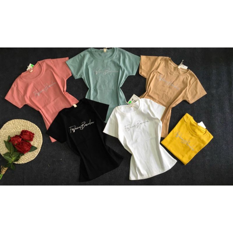 Áo Thun Tay Ngắn Cổ Tròn Nữ In Chữ Ký Có Big Size Chất Vải Cotton Co Giãn Ôm Dáng Body Nhiều Màu Sắc