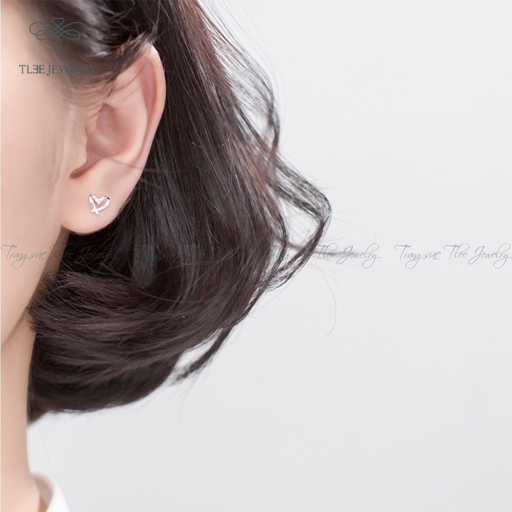Khuyên tai bạc nữ TLEE trái tim đan chéo xinh xắn NCJ B0145