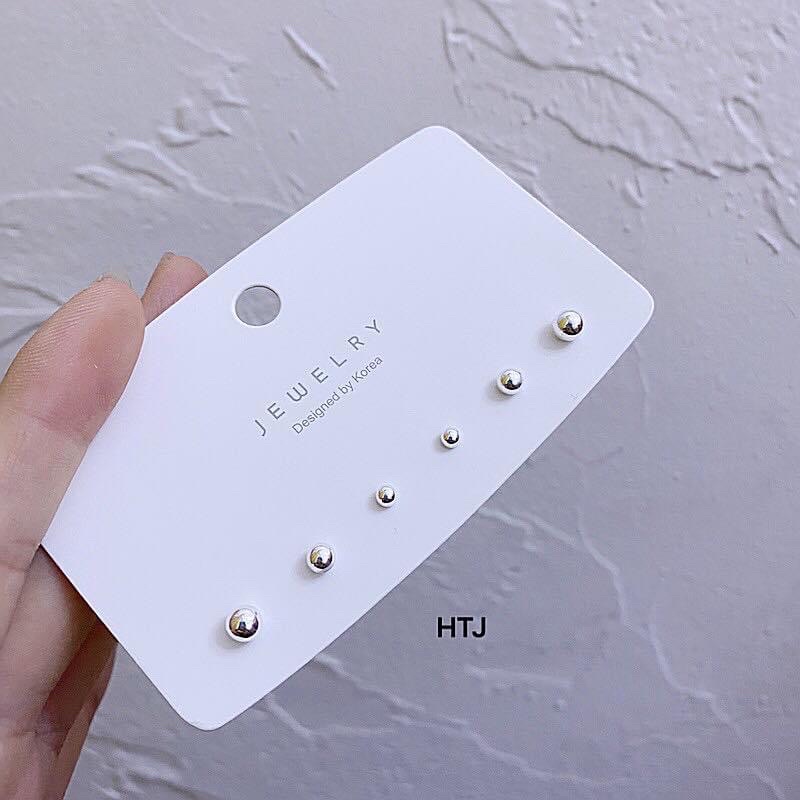 Bông tai nữ nụ đinh bạc 925 đu size 3/4/5li  - trang sức bạc Hoà Thảo HTJ