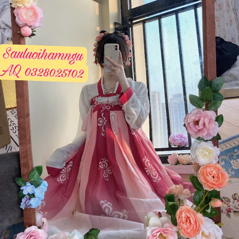 Set Hán phục phong cách Trung Hoa váy áo cô gái cổ tích thanh lịch xinh xắn