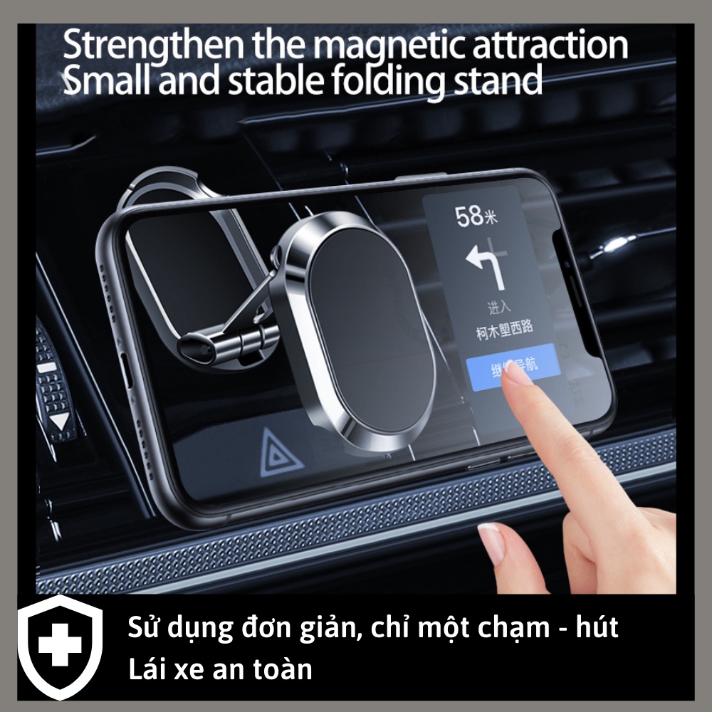 Giá đỡ điện thoại trên ô tô gắn taplo xoay 360 nâng hạ hút nam châm