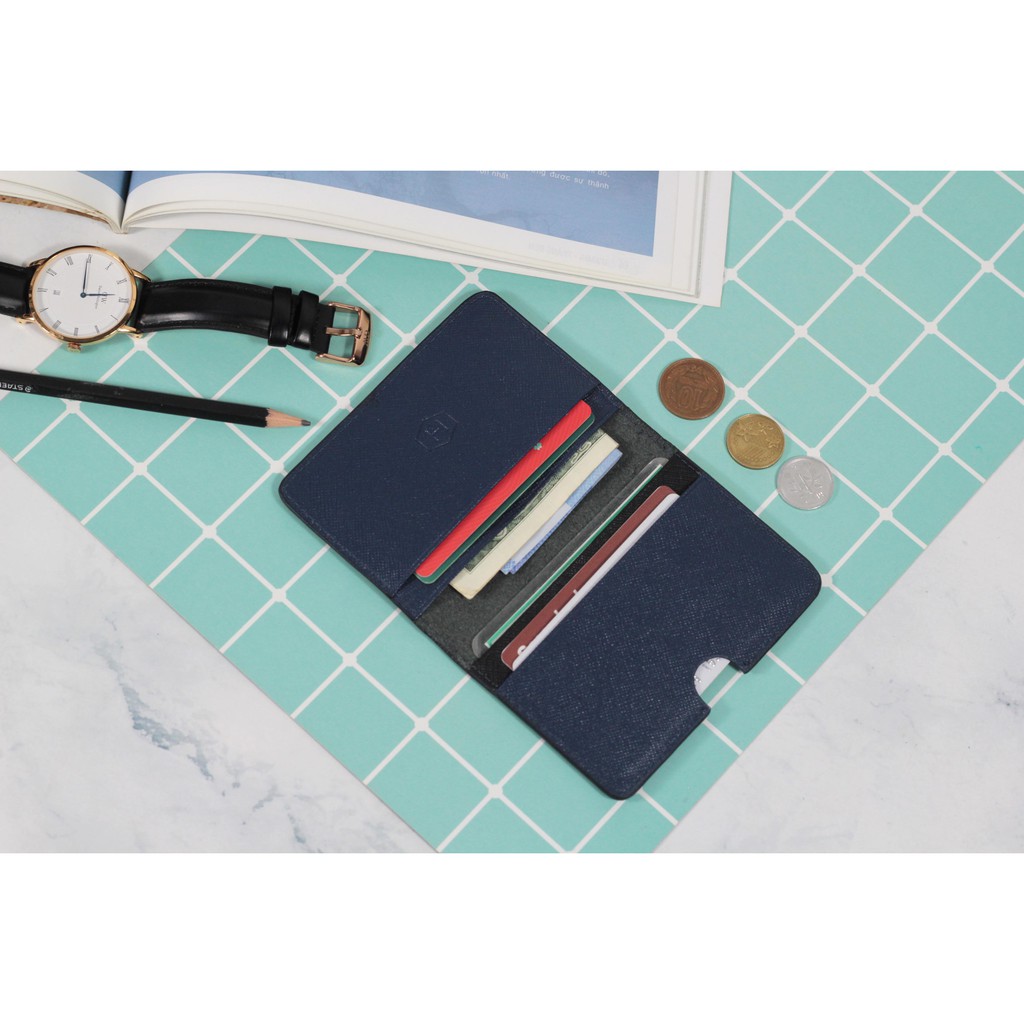 Couple Ví Harp &amp; Gapple Handcrafted Wallet Navy HAVIAS