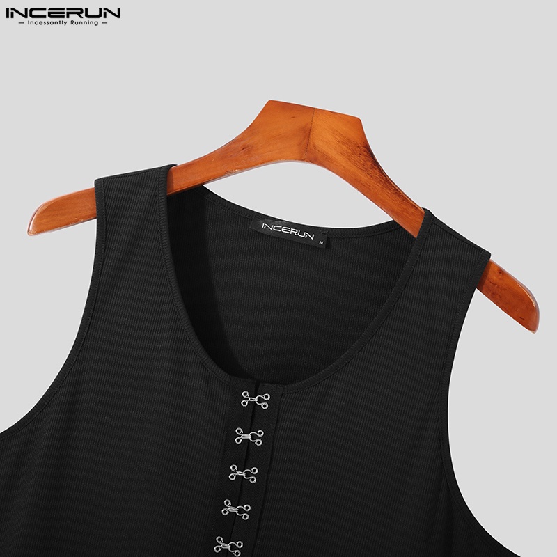 Áo tank top INCERUN trơn màu cổ tròn thời trang mùa hè cho nam