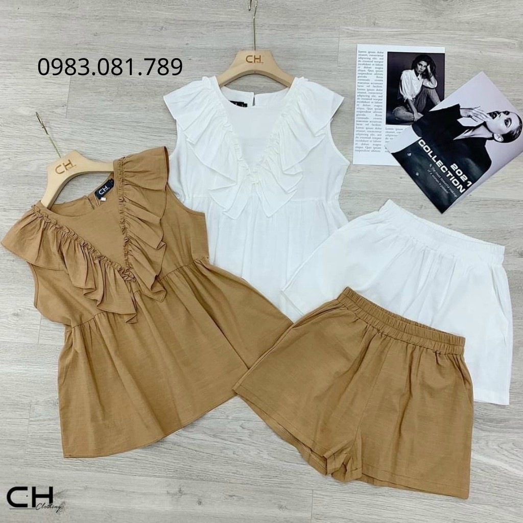 Sét Bộ Đũi Phối Bèo  Dáng Badydol Kèm Quần Sooc Cạp Chun [ Ảnh Thật ]
