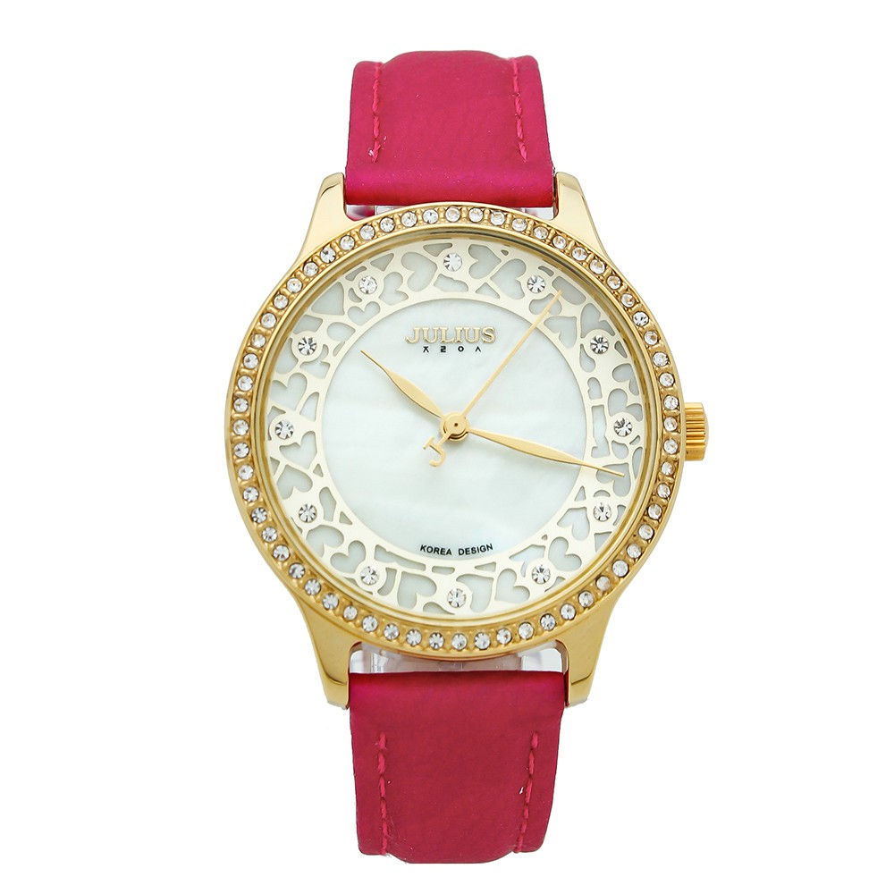Đồng hồ nữ JULIUS JA852 dây da hồng