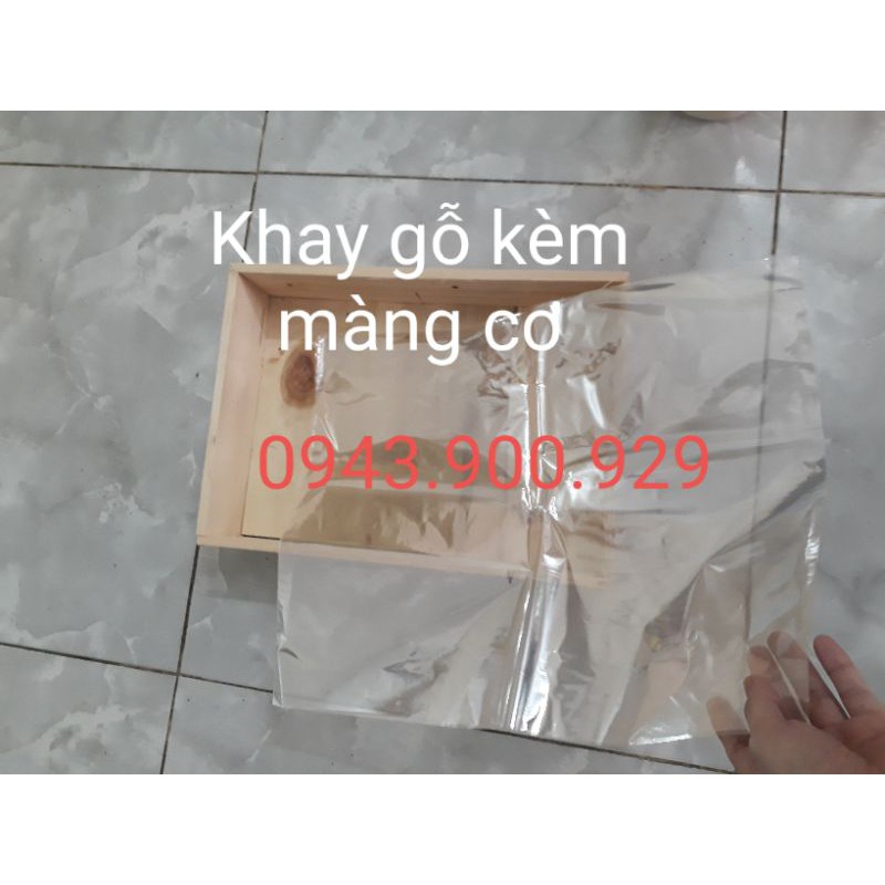 Combo 10 khay gỗ size 25cm*35cm(kèm màng co khay)