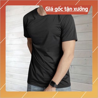 Áo Thun Nam Cotton - Trơn Cổ Tròn (Đen) Chất Liệu Thấm Hút Mồ Hôi, Co Giãn Tốt