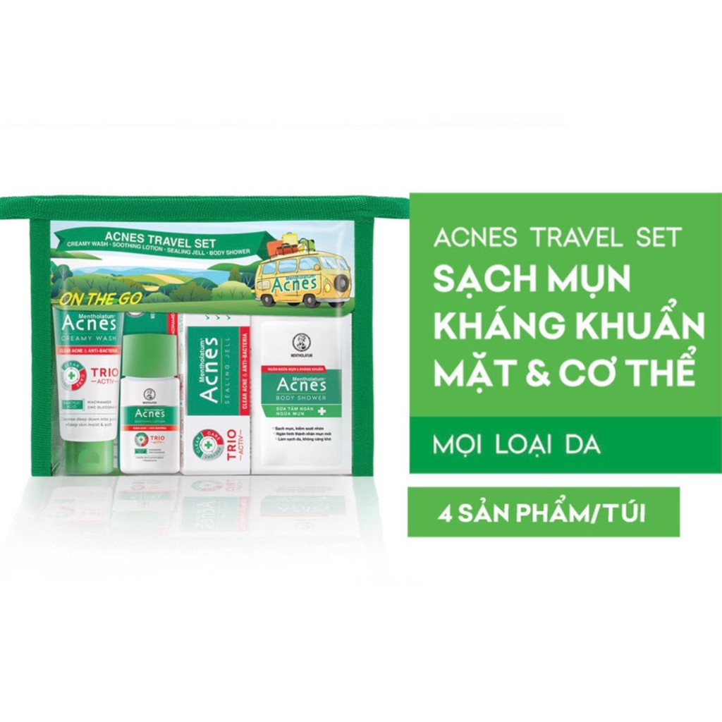 Acnes Bộ Sản Phẩm Du Lịch chăm sóc da mụn cho mặt và cơ thể Rohto Acnes Travel Set