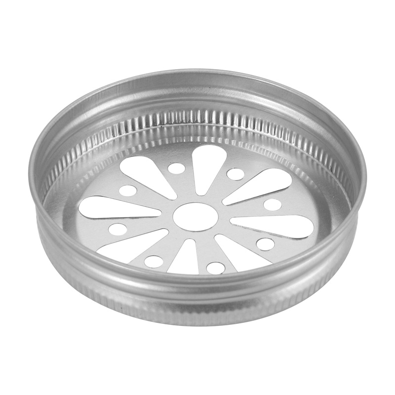 16 cái Miệng thông thường Mason có thể Nắp bình chống rỉ Daisy Cắt với lỗ rơm Nắp hoa rỗng cho bóng , lọ đóng hộp,Etc