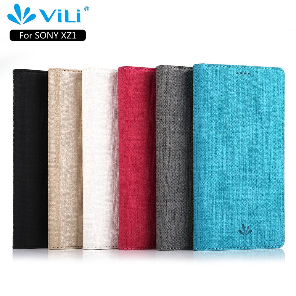 Vili Luxury PU Leather Casing Sony Xperia XZ1 F8341 Dual F8342 Magnetic Flip Cover Fashion Simple Case