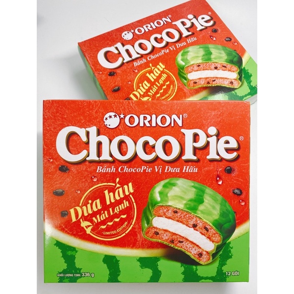 Bánh Choco Pie Orion Vị Dưa Hấu (Hộp 12 cái)