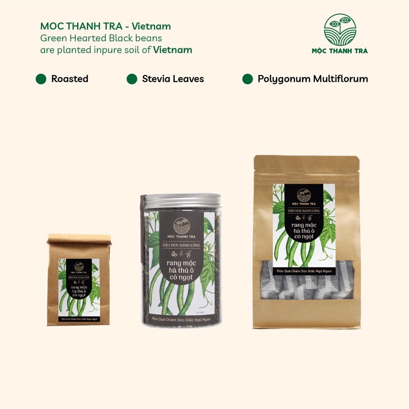 Trà Đậu Đen Xanh Lòng - Cỏ Ngọt - Hà Thủ Ô, combo giá tốt hủ 600g + túi 500g (coa túi lọc) + túi 100g