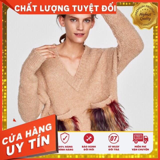 Áo len túi lông zara