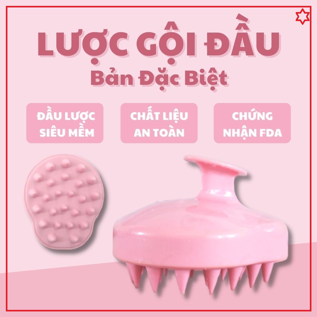 Lược Gội Đầu - Lược Silicon Massage Đầu Bản Đặc Biệt Mềm Mại Tránh Tổn Thương Da Đầu, Đạt Chứng Nhận An Toàn -tuancase75