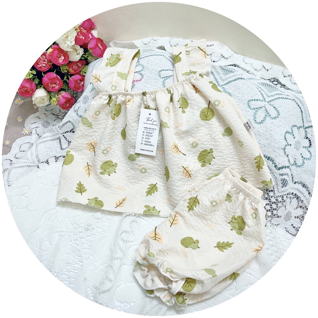 Quần áo bé gái - Bộ 2 dây cánh tiên vải đũi xốp siêu xinh cho bé gái