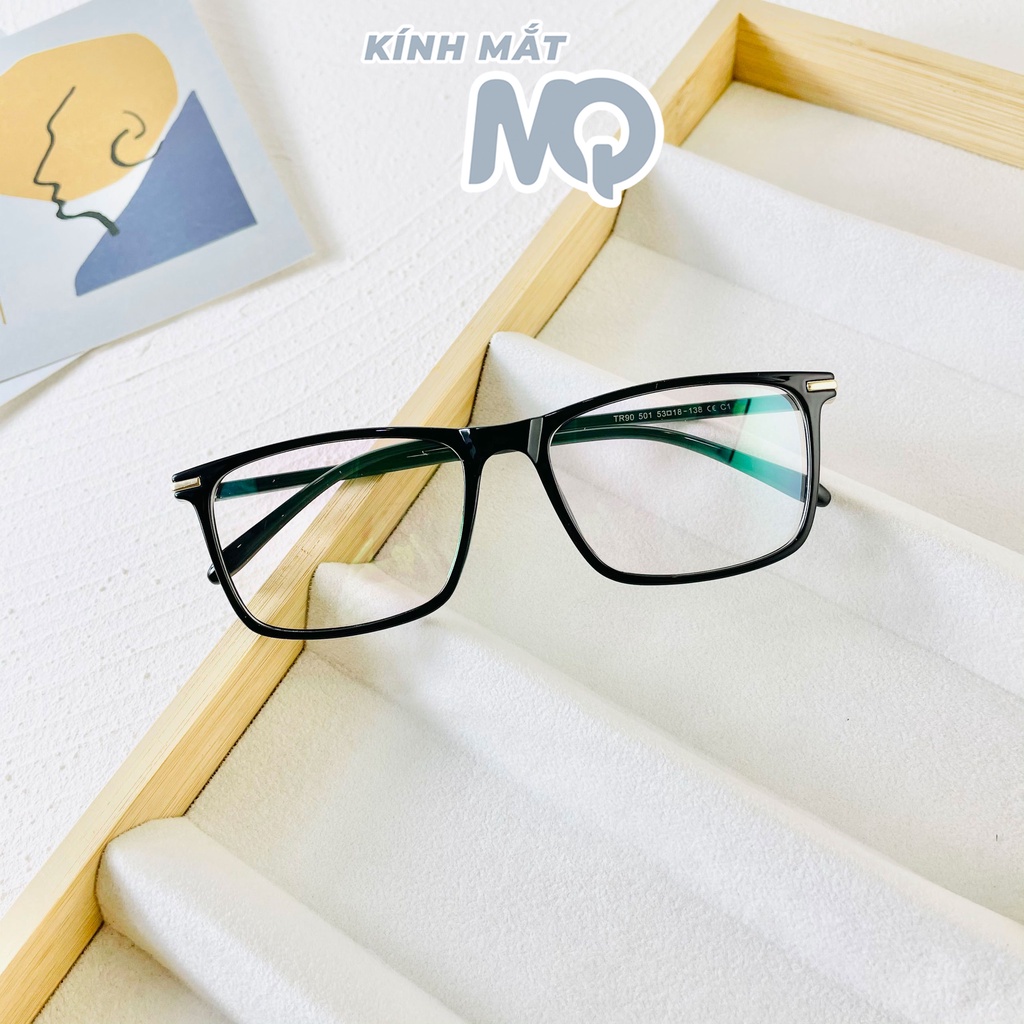 Gọng kính cận nhựa vuông dẻo 501 2 màu Siêu xinh dễ deo, Kính mắt MQ nhận lắp cận 0-6 độ