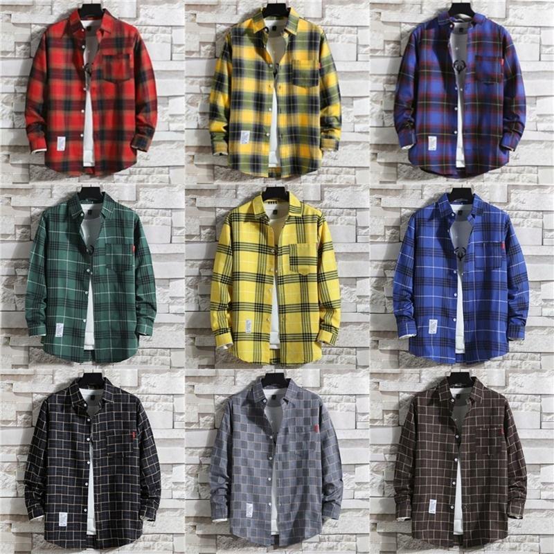 Plaid Shirt Men's long sleeve large size coat men's shirt